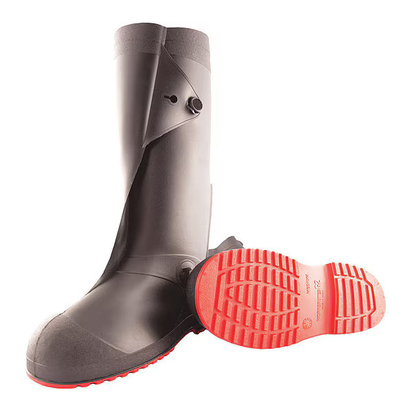 Tingley Overboots, Plain Toe, PVC, 17 in Height, Pull On Closure, Cleated Sole,