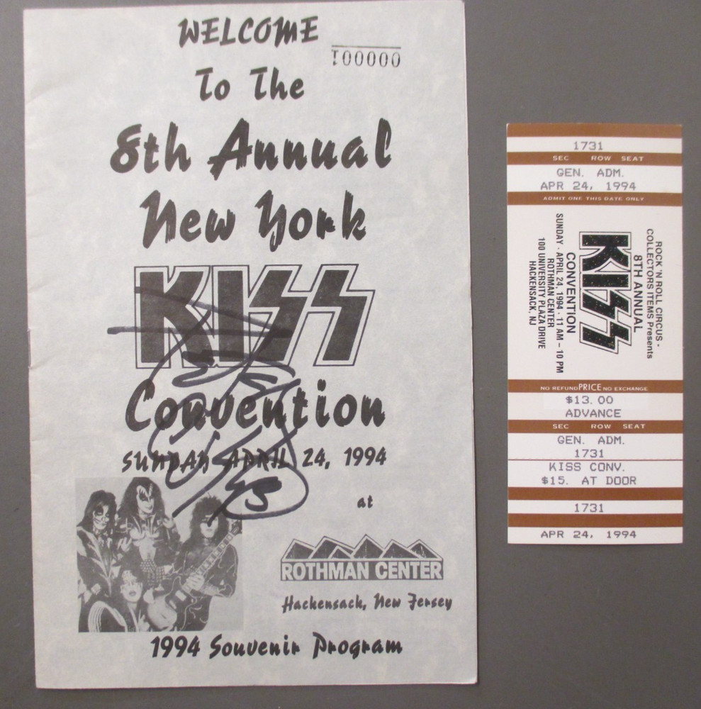 KISS Convention program 1994 signed by Peter Criss #000001 PLUS ticket + COA !