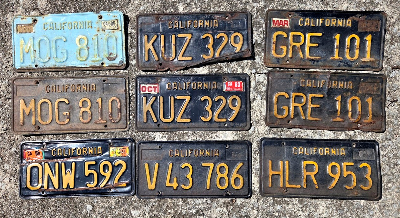 California License Plate 3 Matched Pairs 1963 Lot 9 Plates 63 Vintage Pair Set