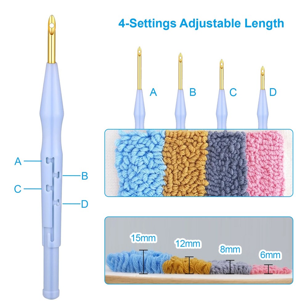 35x Punch Needle Kit Embroidery Starter Adjustable Needles DIY Tool Gift w/ Box