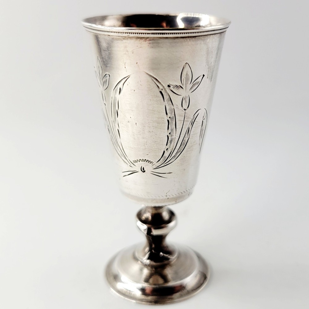 IMPERIAL RUSSIAN SILVER VODKA / KIDDUSH CUP 84 SOLID SILVER JUDAICA ANTIQUE