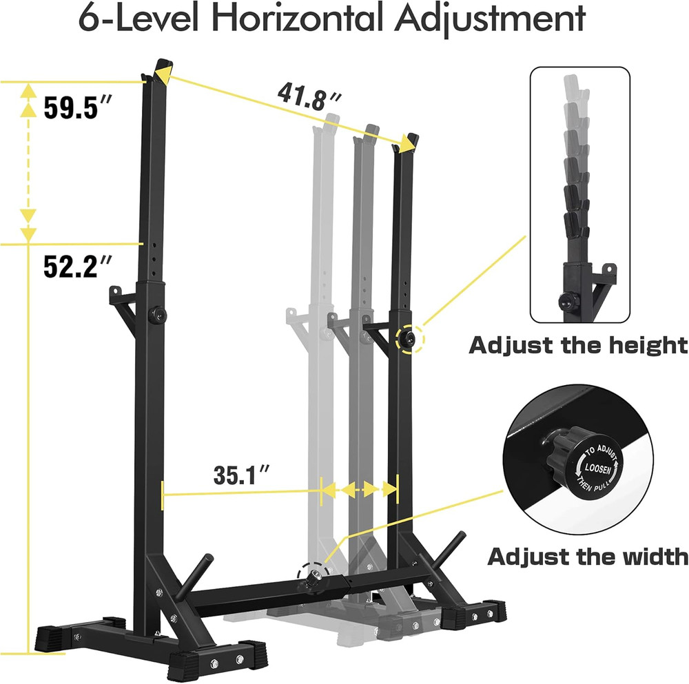 Adjustable Multi-Function Squat Rack Stand for Home Gym - 600Lbs Capacity