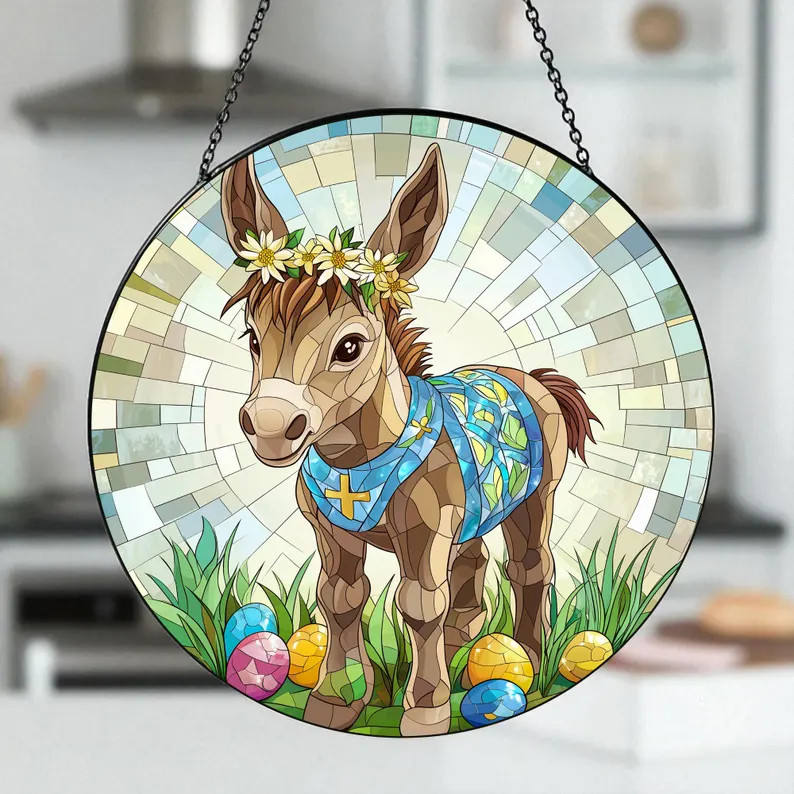 Easter Donkey Suncatcher Window Hanging Decor Gift Unique