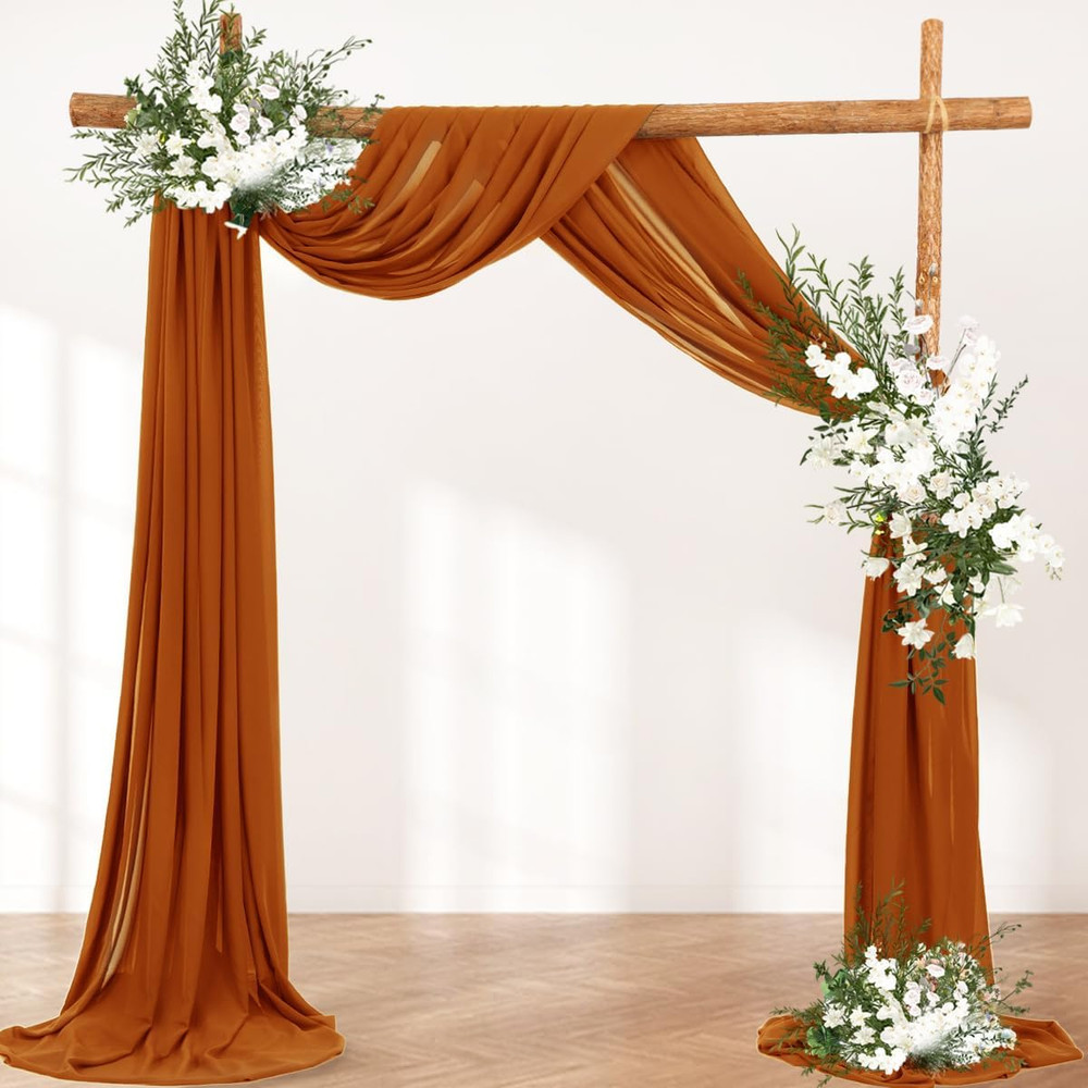 Wedding Arch Draping Fabric 30'' X 18Ftsheer Chiffon Arch Drape Backdrop 2 Panel