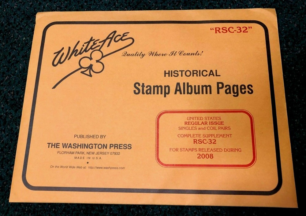 NEW White Ace 2008 U.S. Regular Issue Singles Coil Pairs RSC-32 Supplement Pages