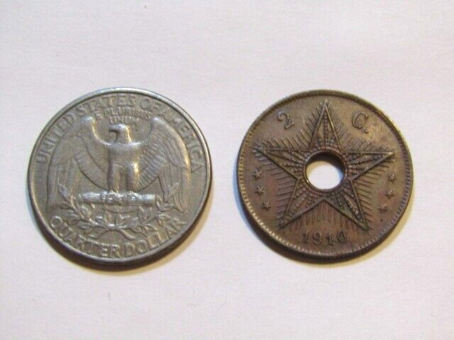 Belgium Congo 1910 2 Centimes Coin