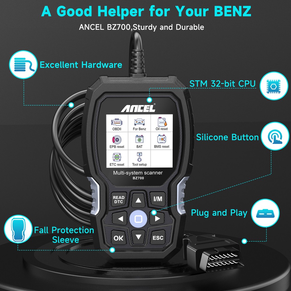 ANCEL BZ700 OBD2 Scanner All System Diagnostic For Mercedes Benz Car Code Reader