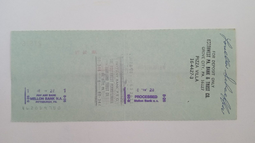 Louella Schaeffer: 1978 Pittsburgh Pirates Expense Check