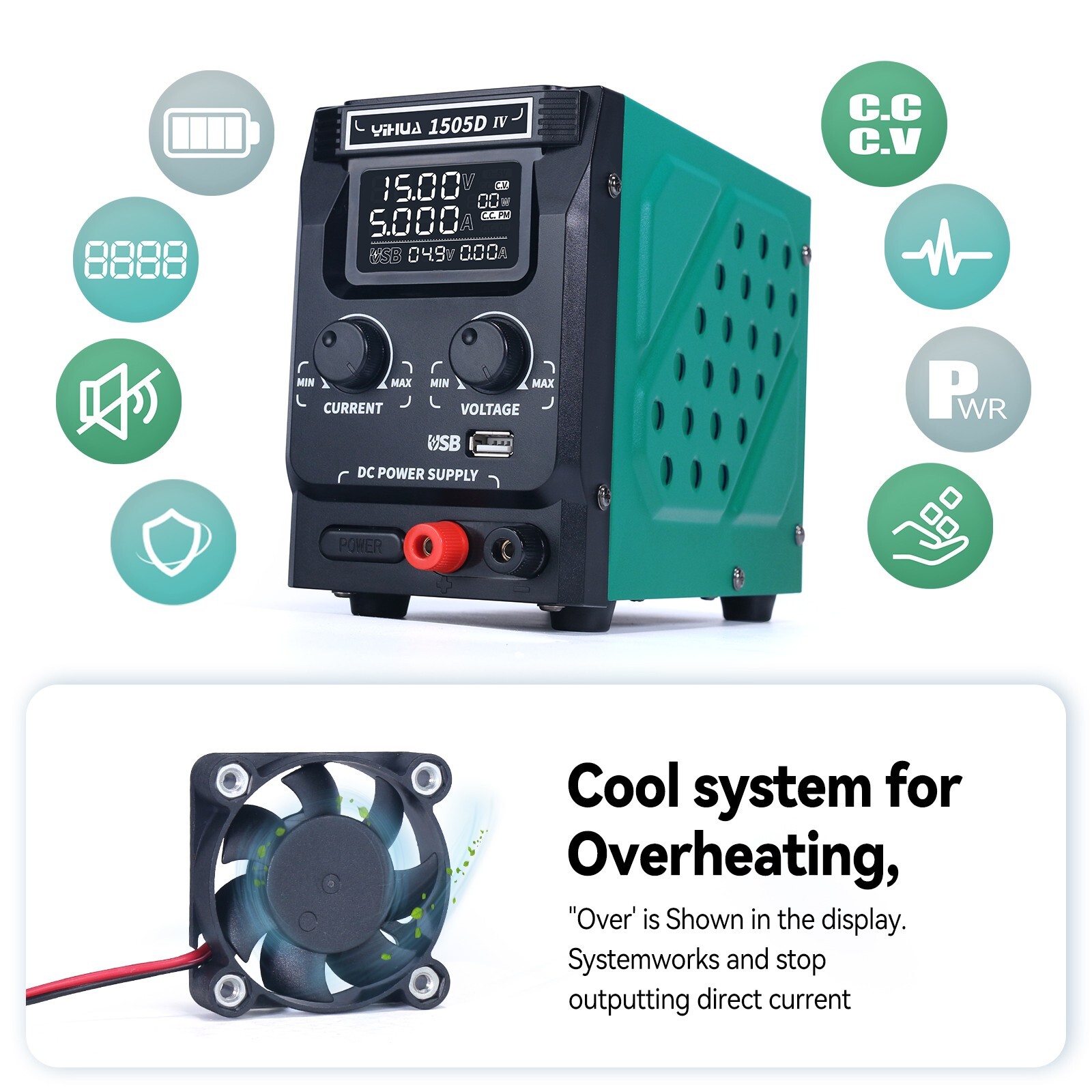 YIHUA 813 DC Power Supply Hot Air Gun Soldering Station 4 In 1 Phone Repair Tool