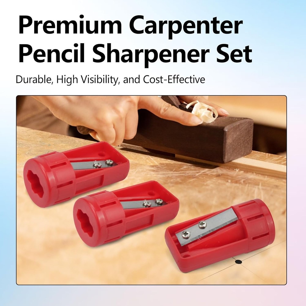 BRBASAP 3Ps Contractor Pencil Sharpener Carpenter Manual Portable Red