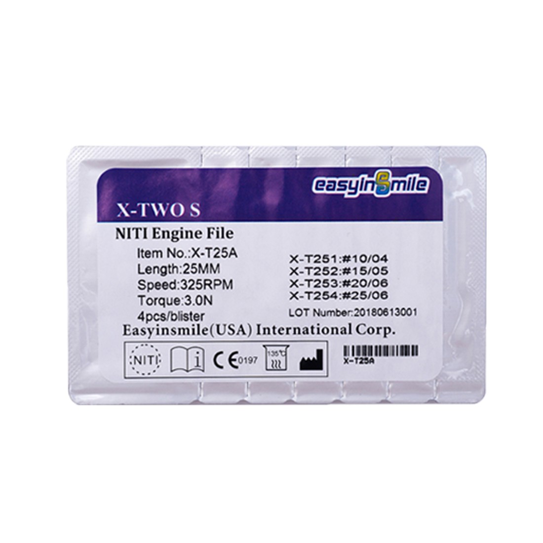 Dental Endo Endodontic File Root Canal NITI Rotary File X-TWO S Cross 25MM1/10pk