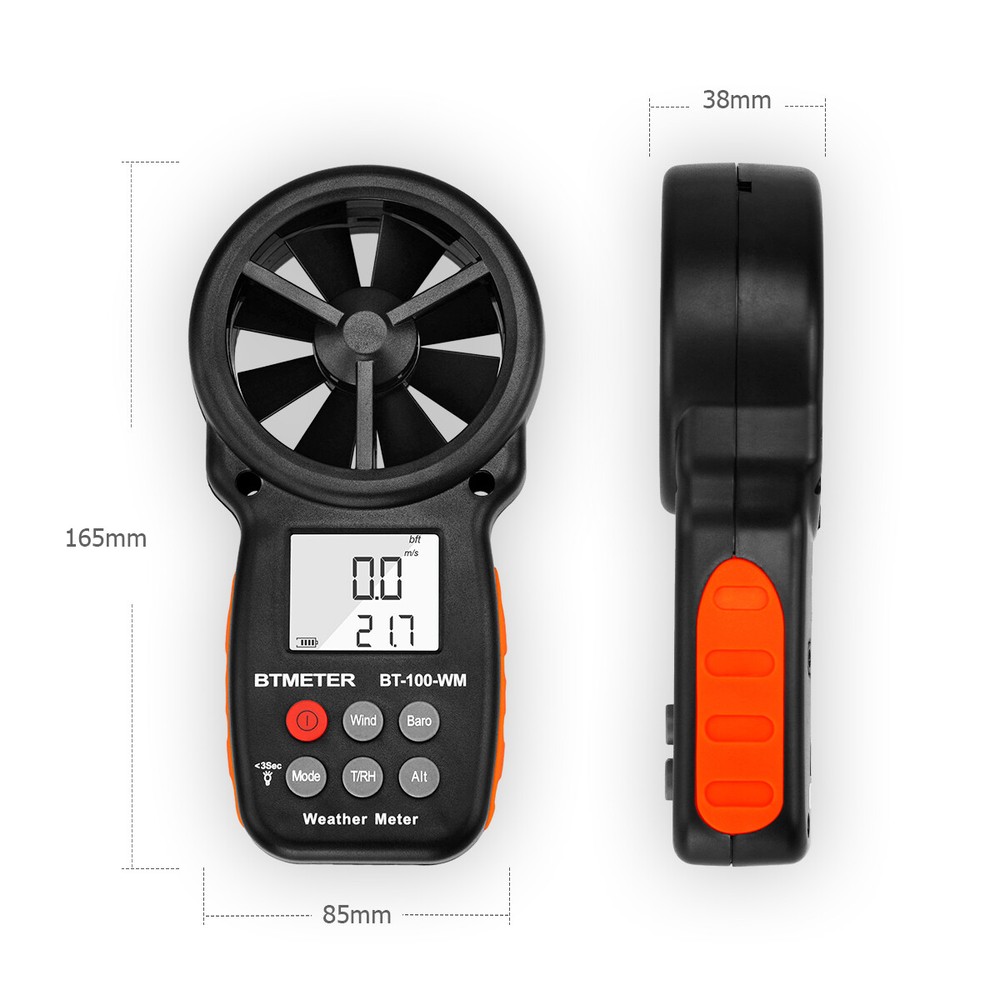 6.5" BT-100-APP Wind Speed Meter Anemometer Handheld Digital Air Flow Velometer