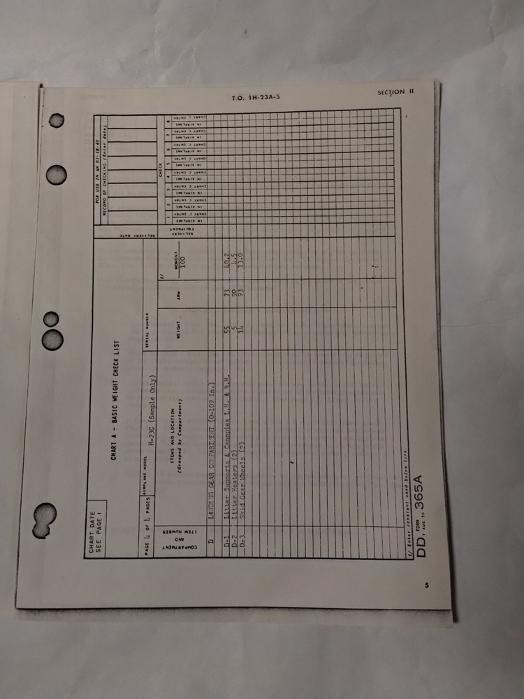 Hiller Helicopters USAF Series H-23C Basic Weight Checklist & Loading Data-Copy