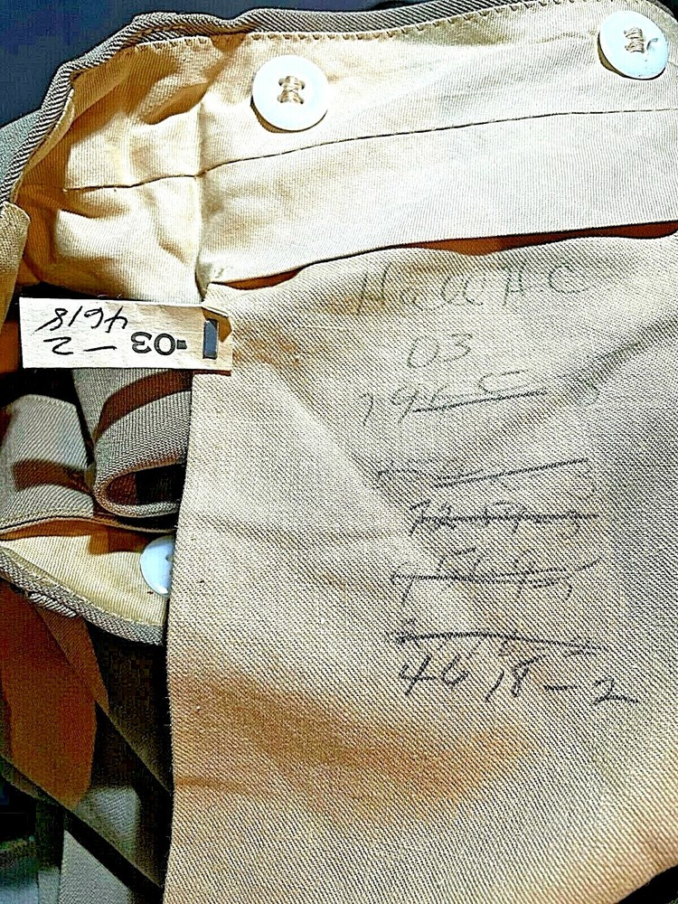 WW-ll US ARMY TAN DRESS TROUSERS size 29 X 30.5 - I.D. NAME # 19