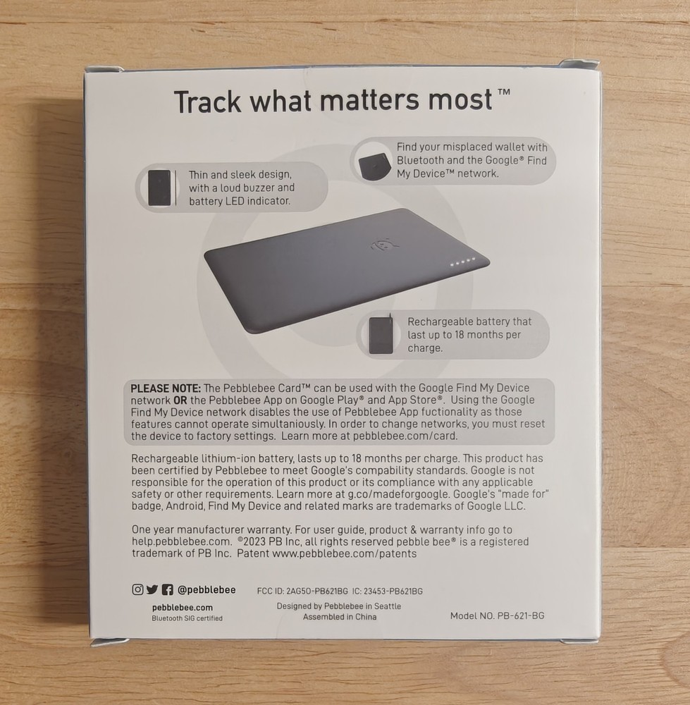 Pebblebee Card Android Google Find My Device Tracker