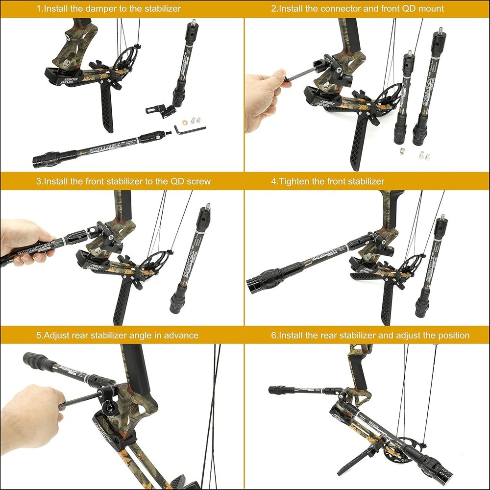 Ultra Lightweight Bow Stabilizer with Customizable Weight and Damping Features