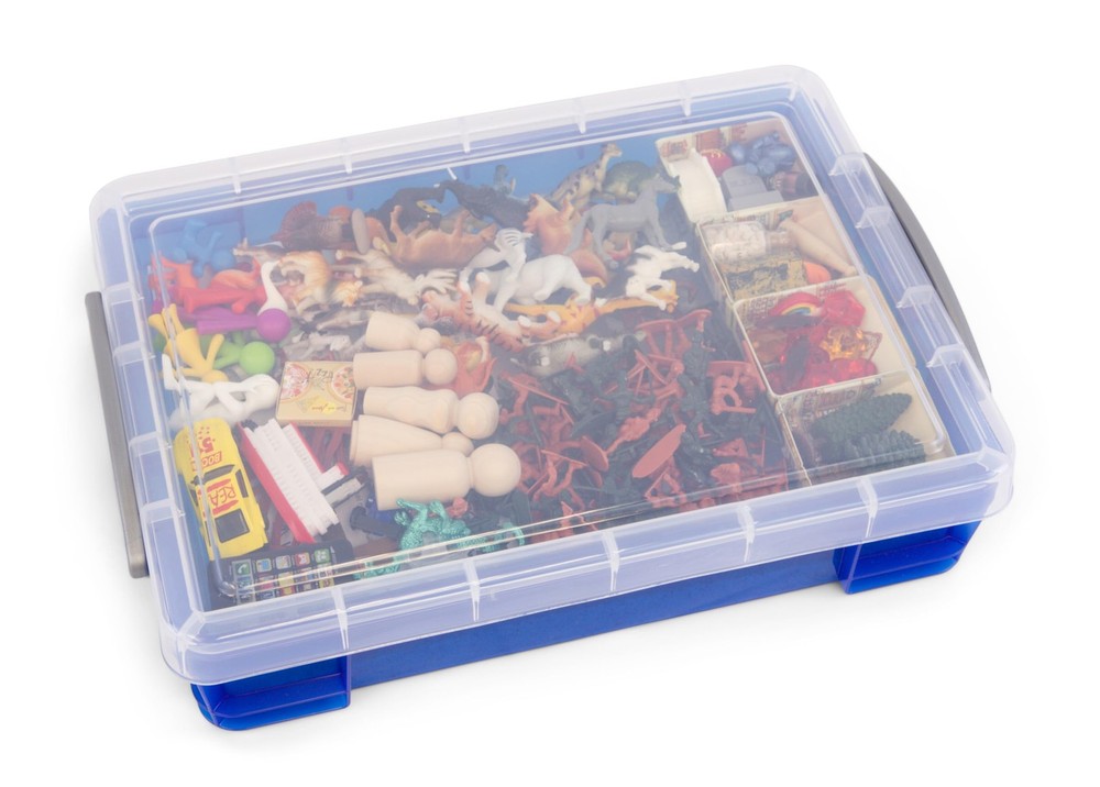 PTS Games Play Therapy Supply Basic Portable Sand Tray Starter Small, Blue