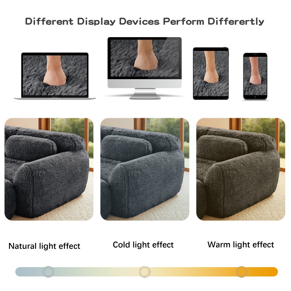 149'' Modular Plush Sofa w/Non-slip Base, Dark Grey, 32D Sponge