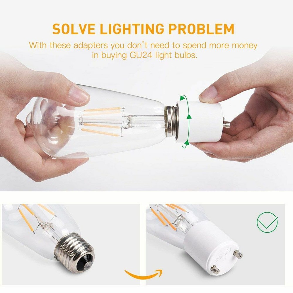 5PCS GU24 To E26/E27 LED Light Bulb Adapter Converter Standard Screw-in Socket