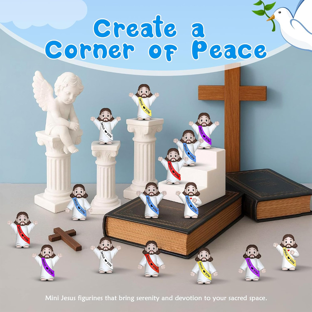 105 Mini Jesus Figurines for Easter Egg Stuffers Parties Baptism Multicolor