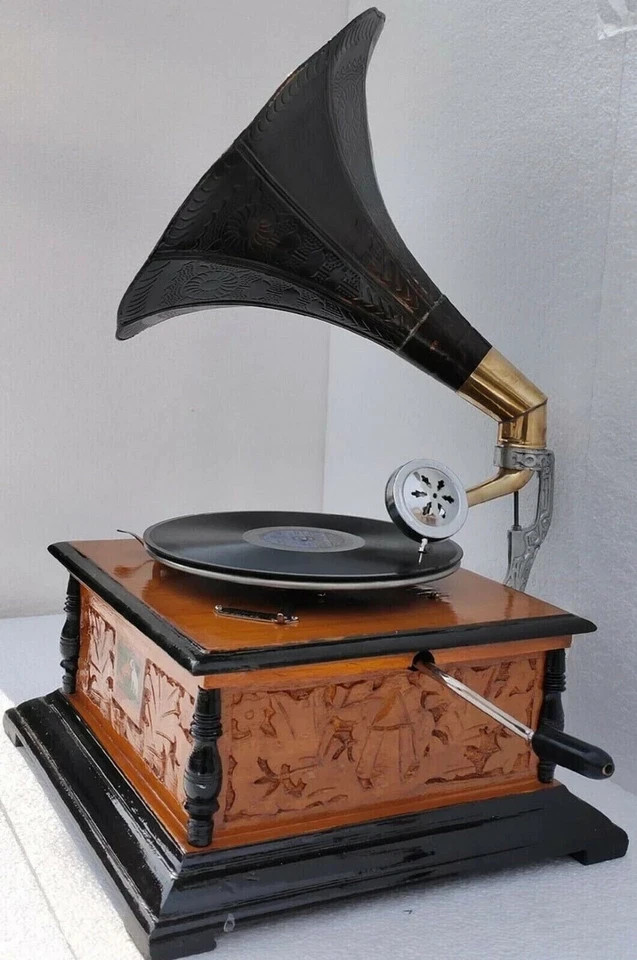 Antique Gramophone, Fully Functional Working Phonograph, win-up record player