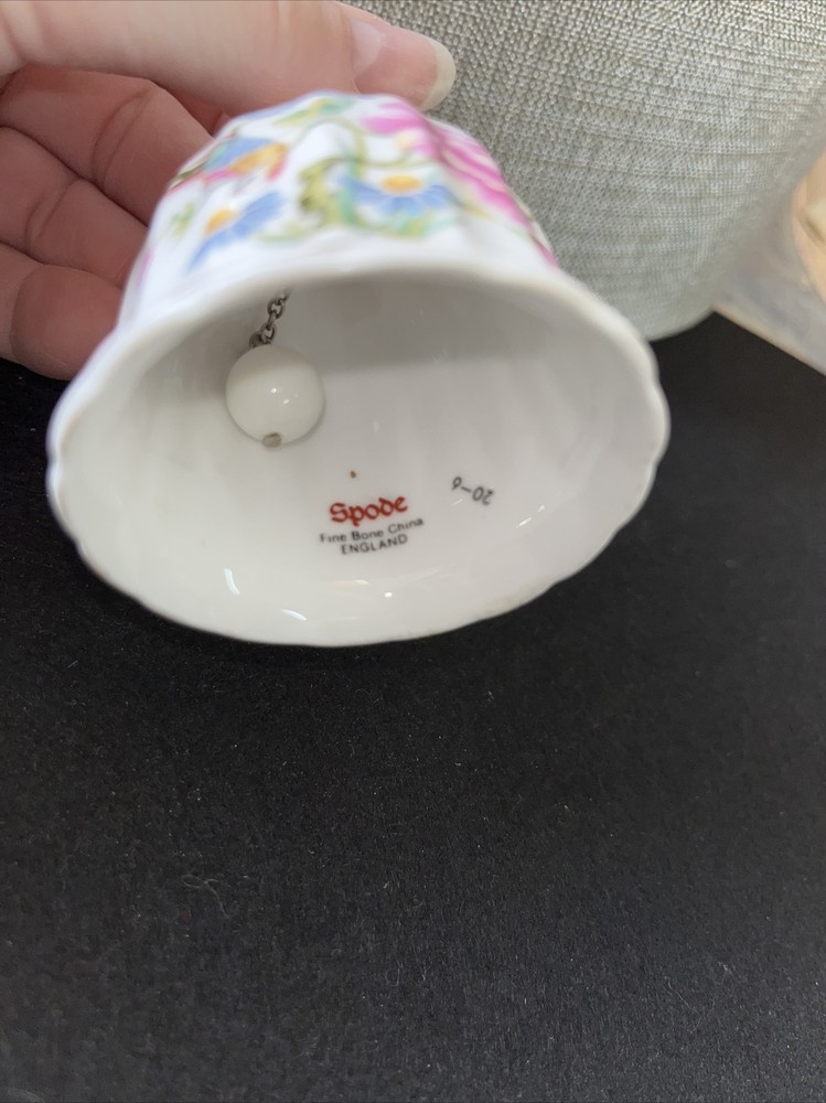 Spode mini ceramic bell bird and flowers