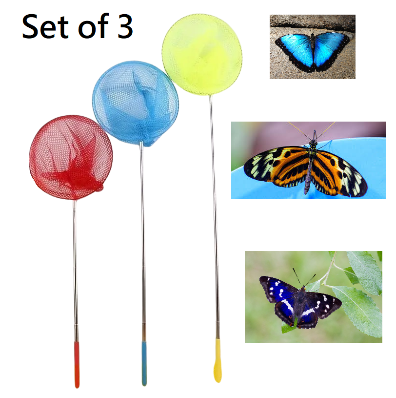3 Pack Extendable Long Reach Butterfly Net Bug and Insect Catcher