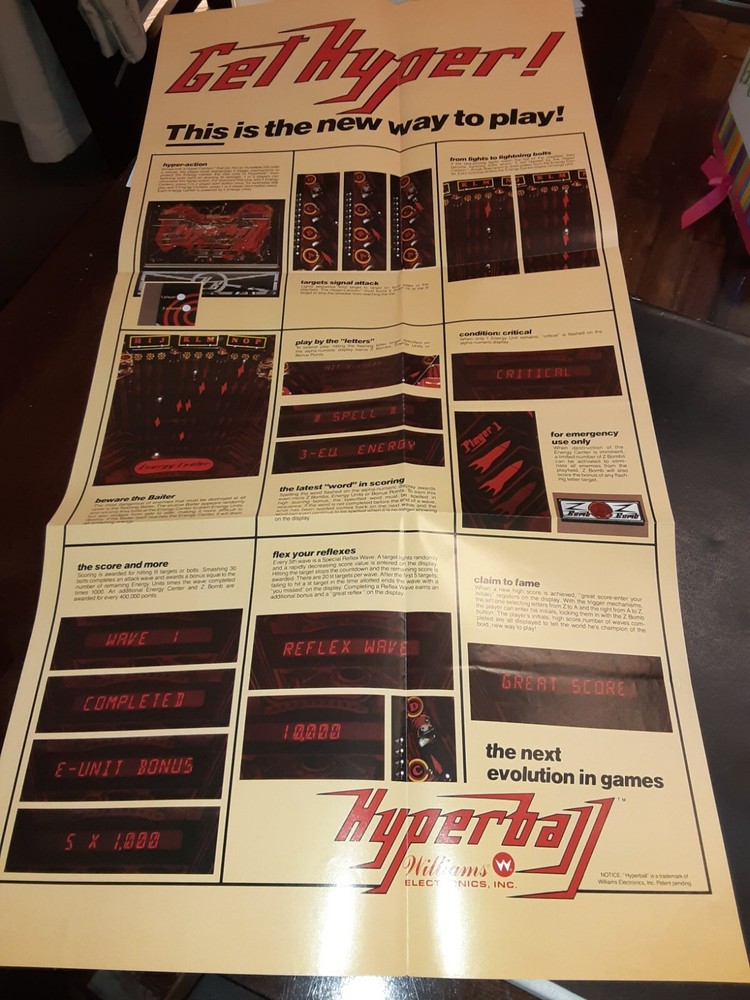Hyperball Williams Electronics Pinball Arcade Promo Poster!