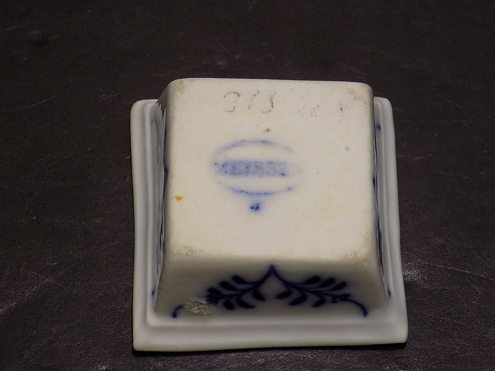 Pair Meissen Blue Onion Porcelain Open Salt Cellar Dishes