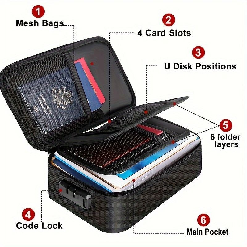 Three-layer small fireproof and waterproof document bag