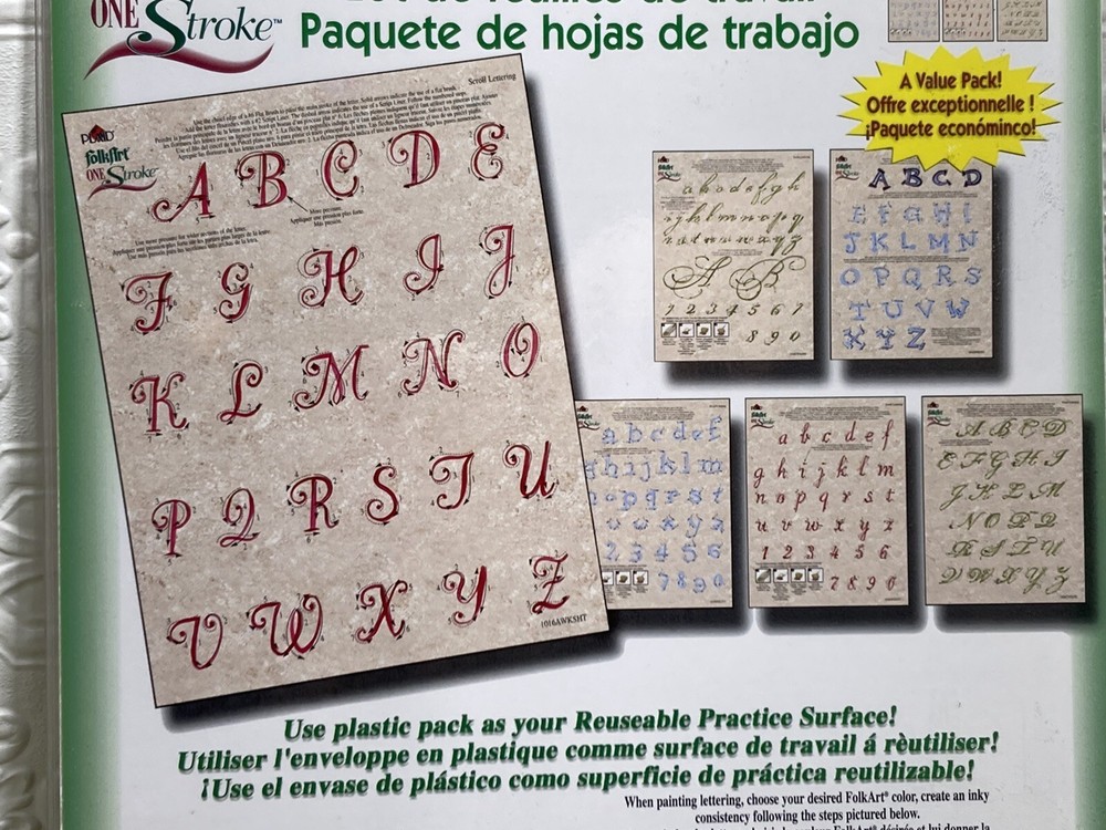 VTG Dewberry Painting Patterns Worksheet Pack Lettering #2 3 Sheets