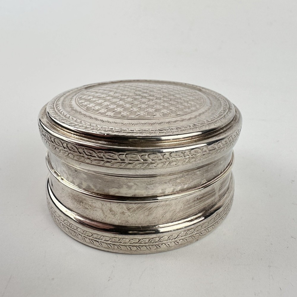 Antique Solid Silver Circular Box Nathan & Hayes 1908 8cm