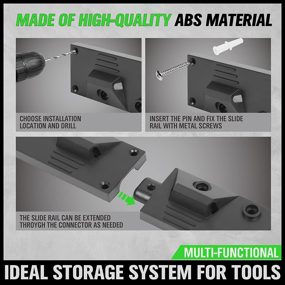 SWANLAKE Plastic 64 Inch Adjustable Storage System, Wall Mounted Hooks Tool O...