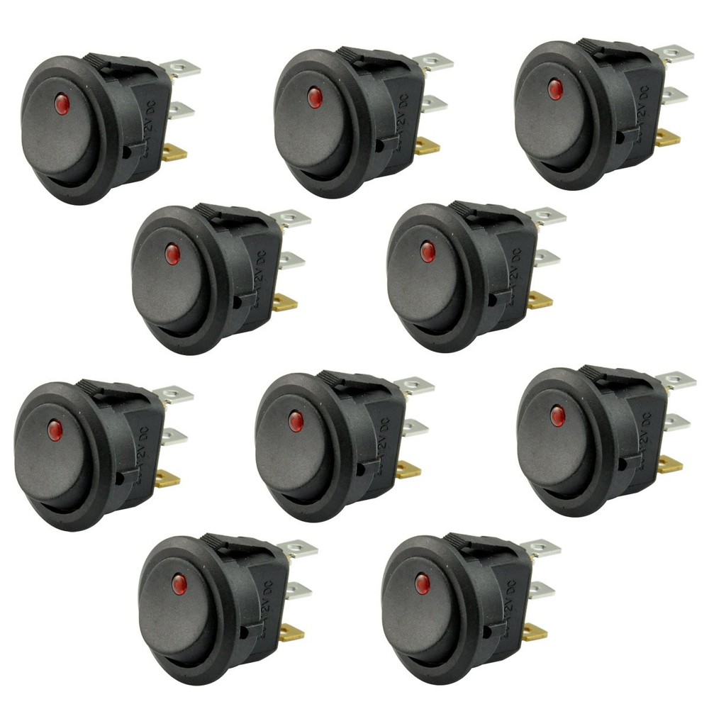 10pcs Car Truck Round Rocker Toggle Switch Light On-Off Control