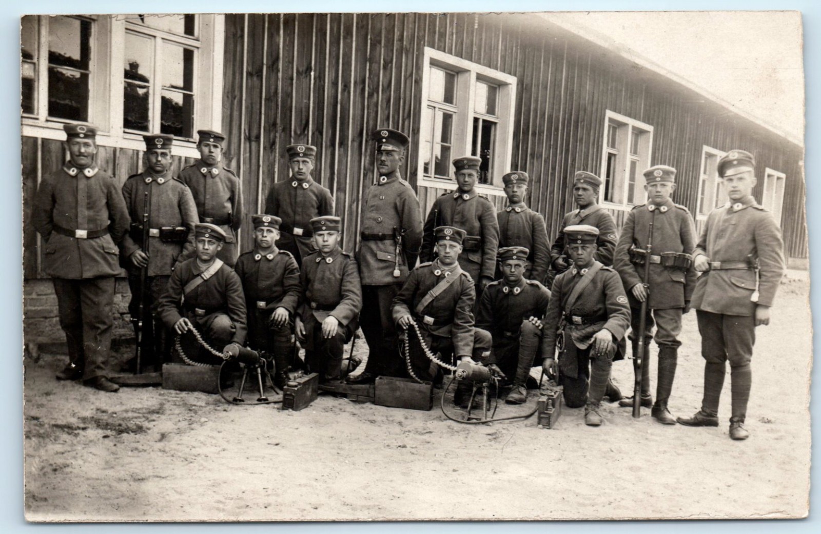 German Soldiers Machine Gun Badge Friekorps Real Photo Postcard RPPC