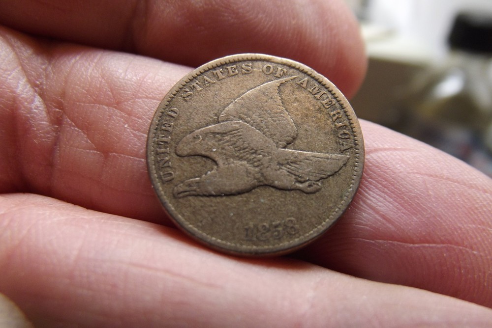 1858 Flying Eagle Cent Fine or better  Nice Looking Original Coin