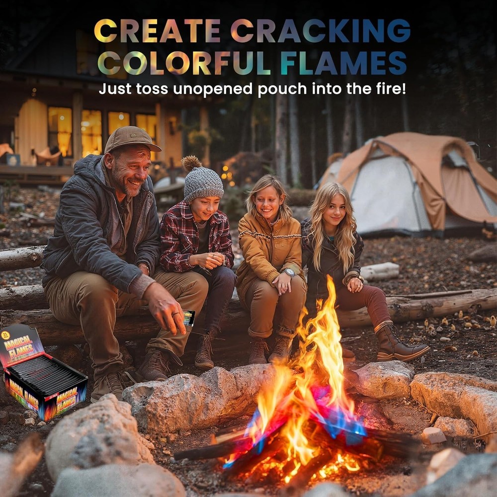 Fire Color Packets 25 Pack, Vibrant Multi-Color Fire for Fire Pits, Campfires...