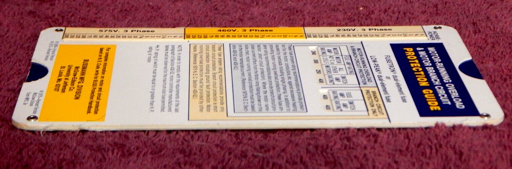 BUSS Motor Running Overload Prtection Guide 1975