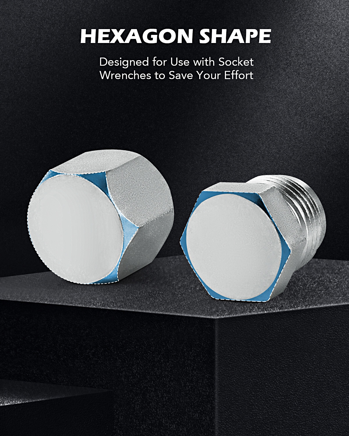 ZELCAN 64 pcs Hydraulic Hose Caps and Plugs 37° JIC Cap and Plug Kit with Case