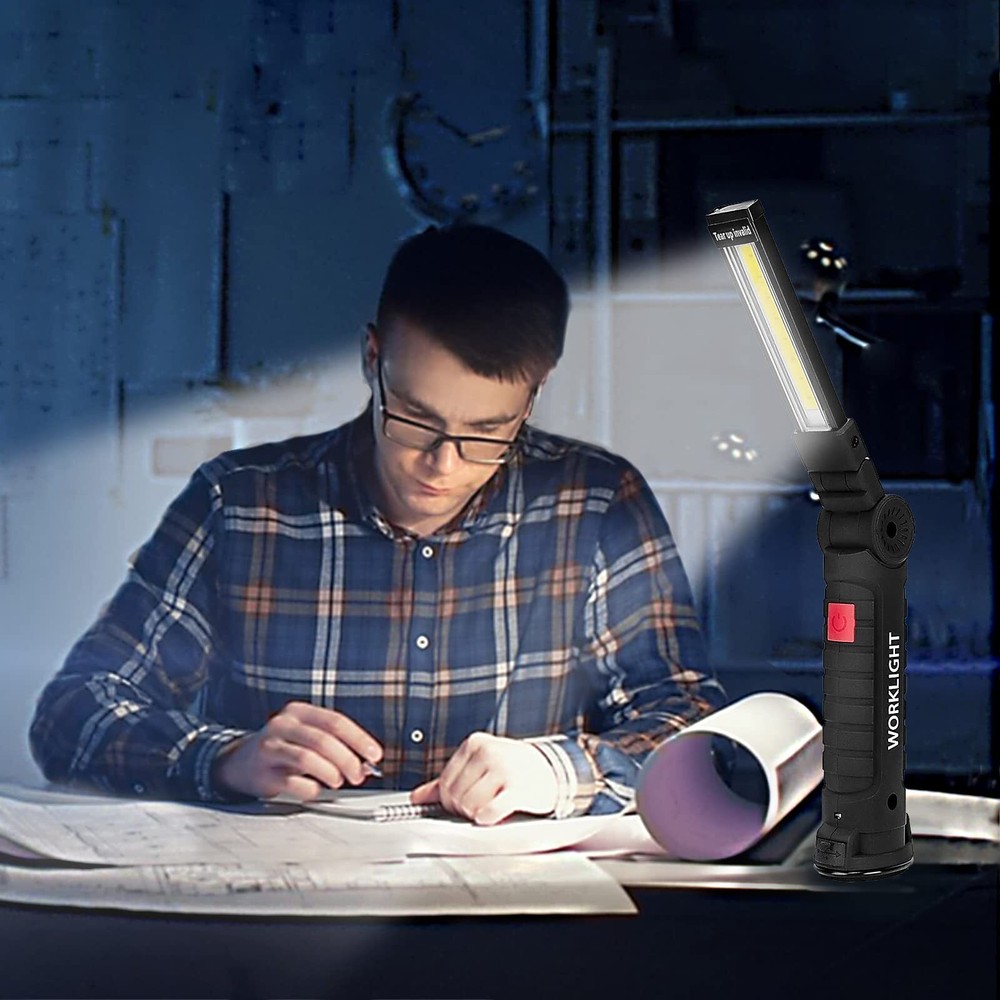 2 Pack Rechargeable LED Work Light with Magnetic Base Mechanic Flashlight