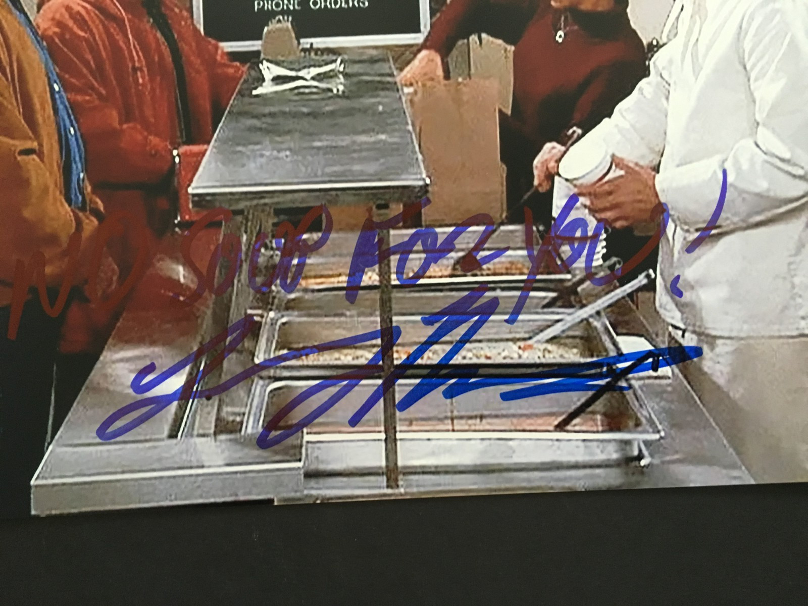 LARRY THOMAS "SOUP NAZI" AUTOGRAPHED " NO SOUP FOR YOU" 8 X 10 PHOTO