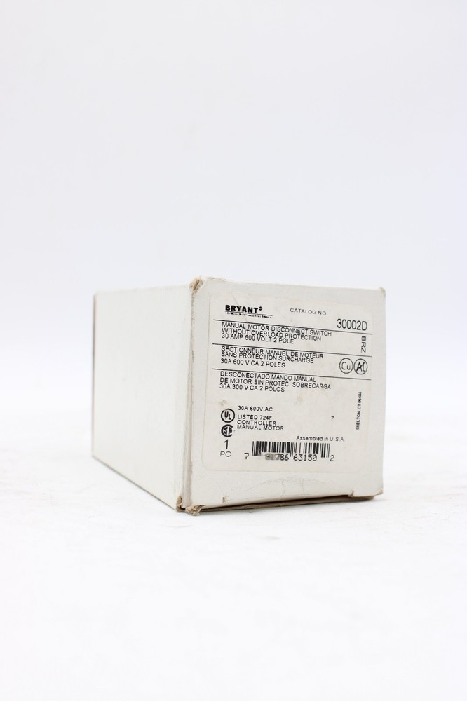 Bryant 30002D Manual Motor Disconnect Switch