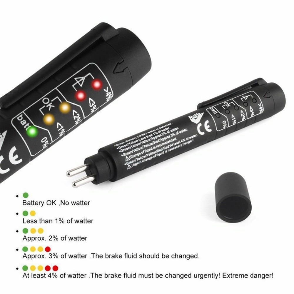 Brake Fluid Tester Pen for Dot3 Dot 4 5 Moisture Content Checker Black