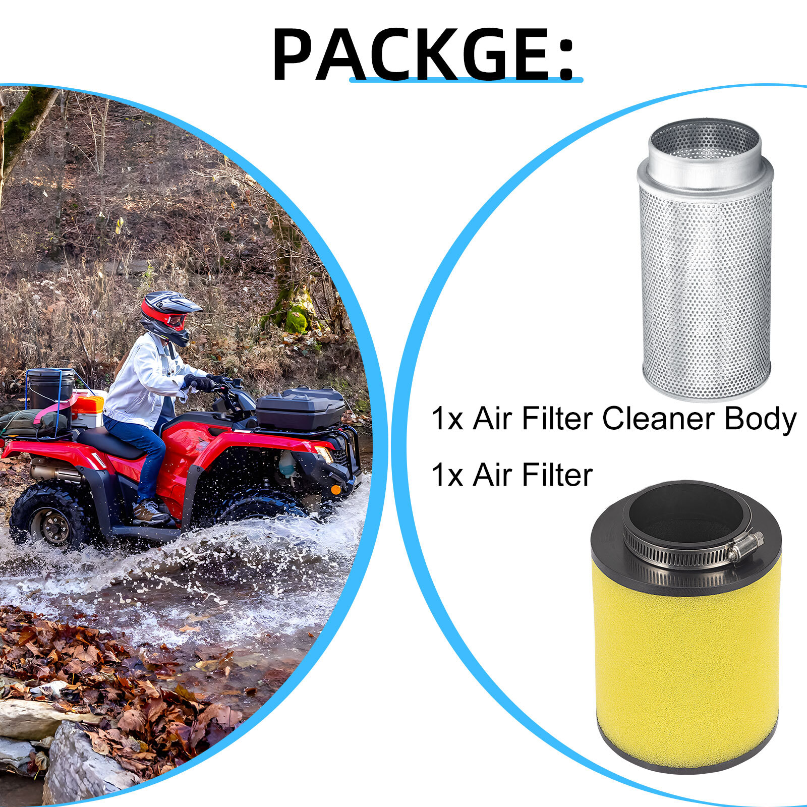 Air Filter & Guide Cleaner Body for Honda Rancher 420 TRX420 2007 2008 2009-2014