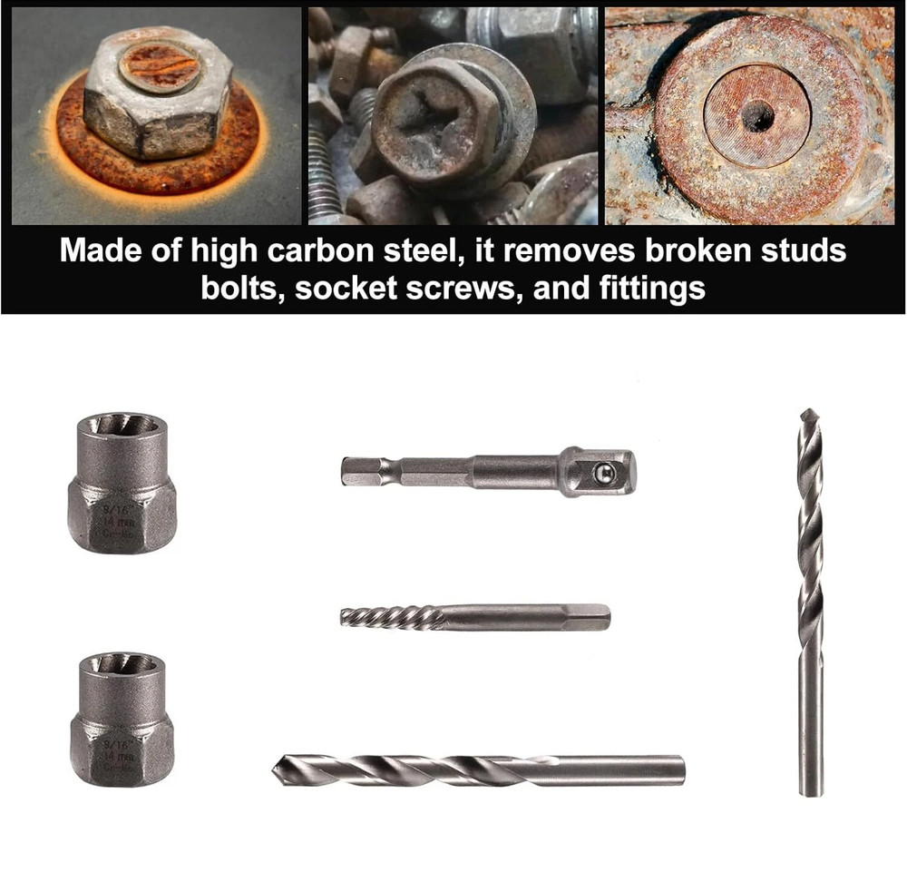 Screws Bolt Extractor Set W/Drill Bit Kit Lug Nut Extraction Sockets 26PCS