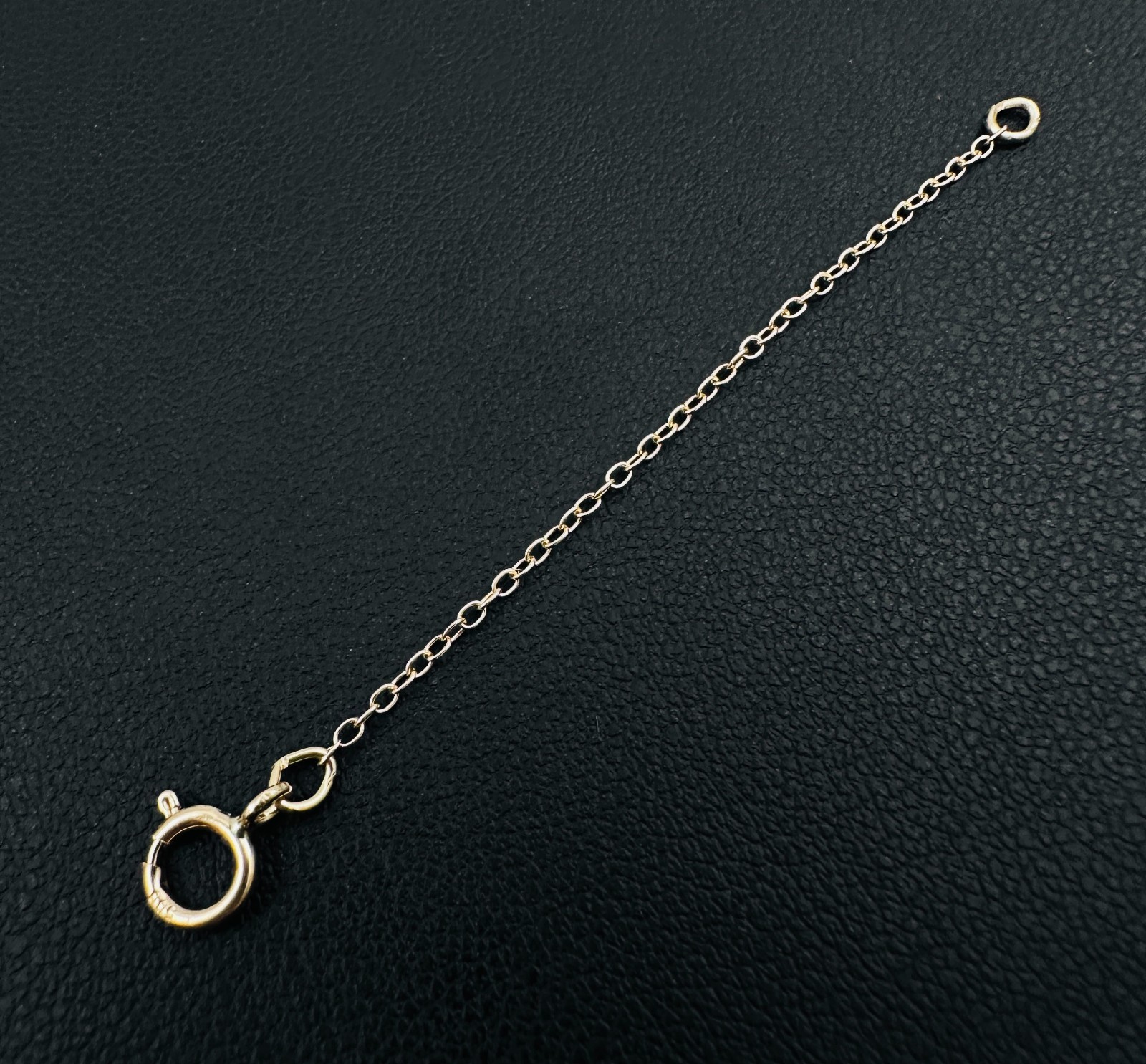 14K Solid Yellow Gold Cable Link Safety Chain Extension Extender, 1mm, 2.25"