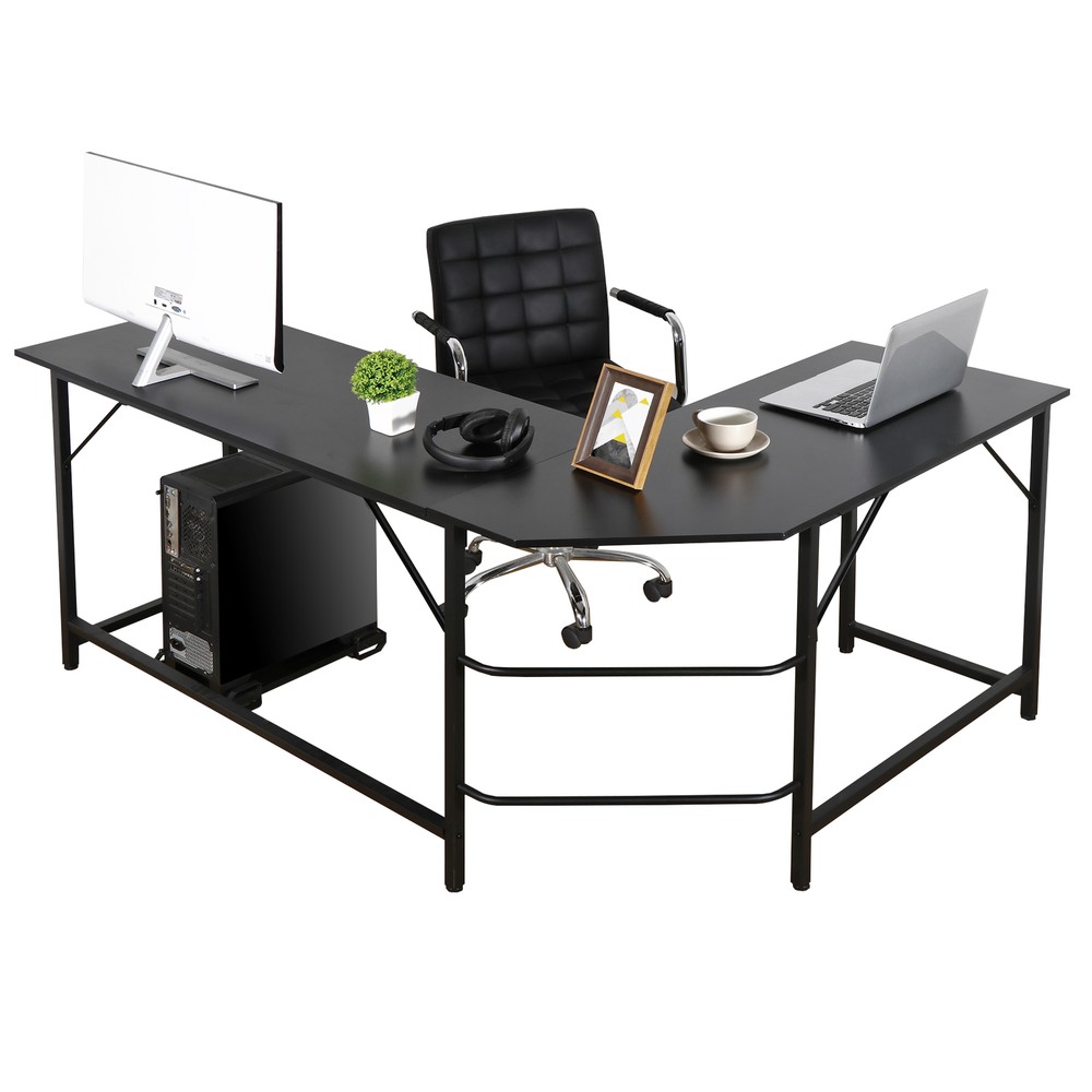 66" L-Shaped Computer Desk Large Workstation Home Office PC Stand Modern