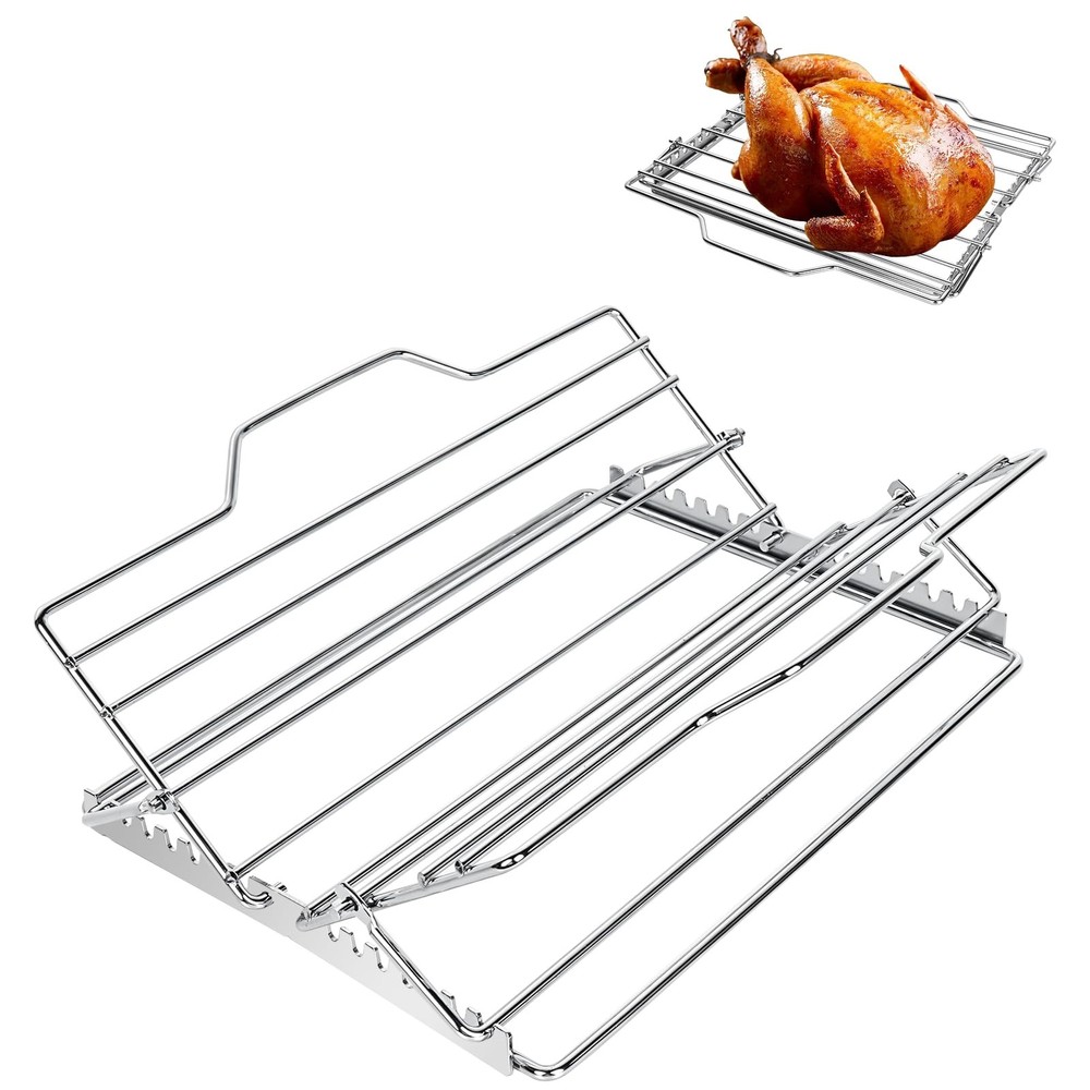Multi-Purpose Adjustable Roasting Rack Turkey Roaster Set - Complete with V-S...