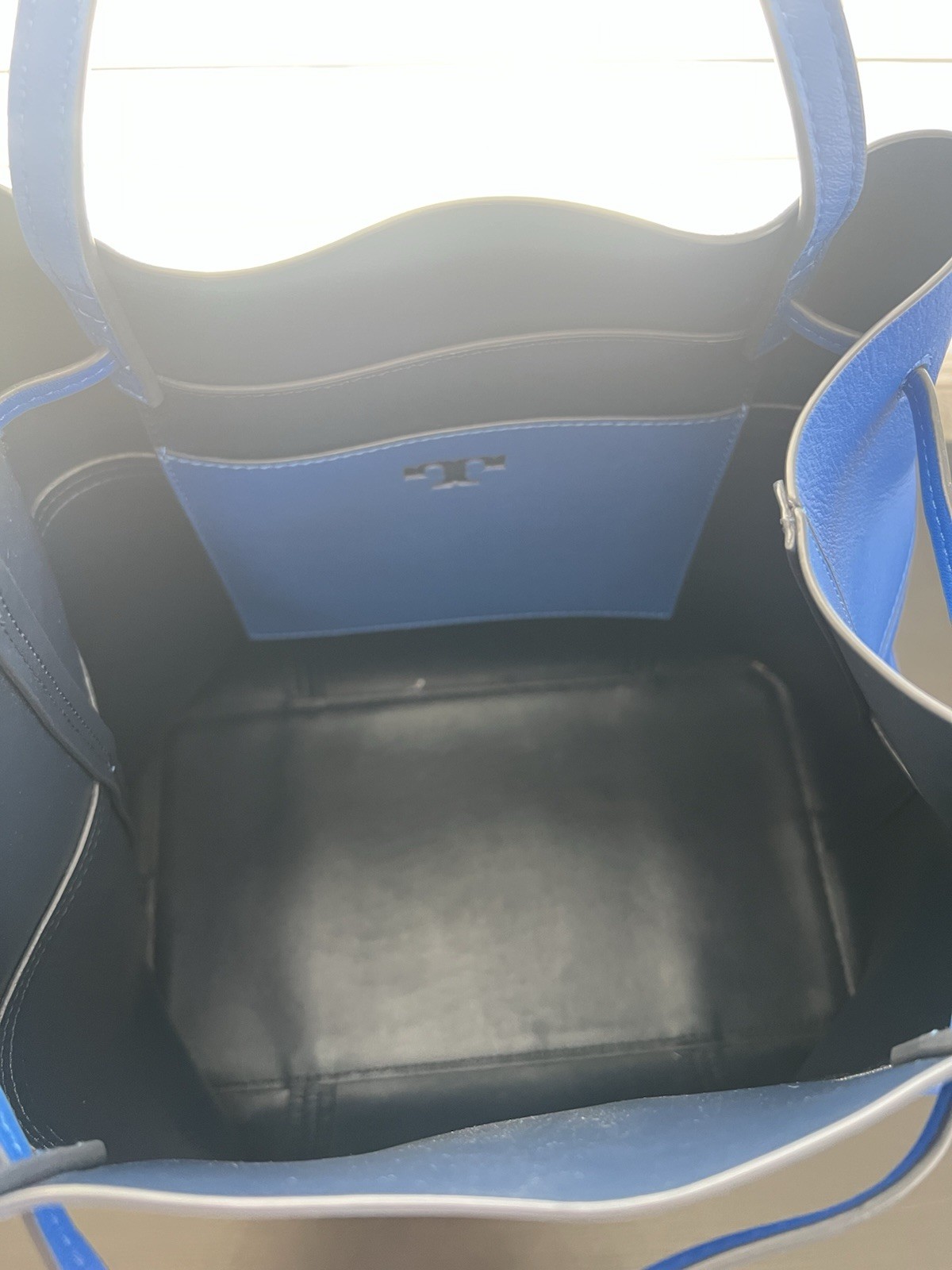 Tory Burch Block-T Bucket Bag Blue with Dust Bag