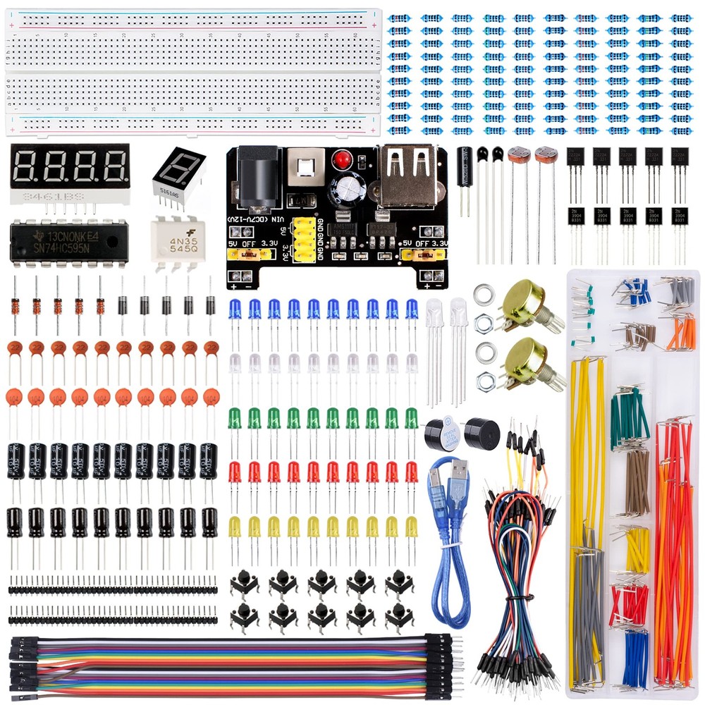 Electronics Component Fun Kit with Supply Module Breadboard for Arduino